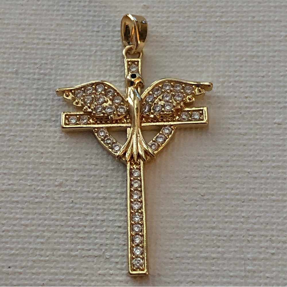 Gold Dove Cross Pendant